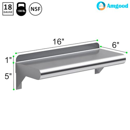 6" X 16" Stainless Steel Wall Shelf (16 in. x 6 in.)