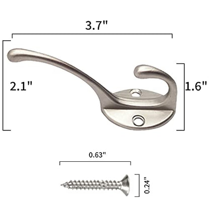 30 Pack Heavy Duty Silvery Dual Coat Hooks for Coat (30 Pcs Silvery)