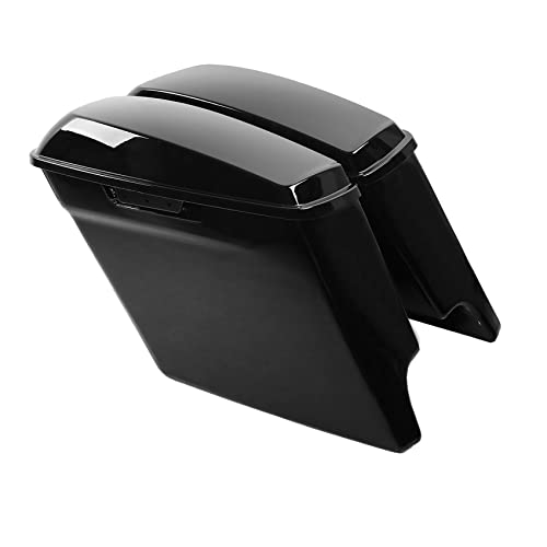 Motorcycle 5" Stretched Saddlebags Fit For Harley Touring 2014 (5" Stretched-Vivid Black W/ No Latches)