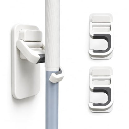 3 Pack Broom Hanger Wall Mount (White)