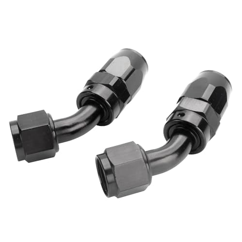 Swivel 6AN Fitting 45 Degree For CPE Braided Hose End Black 2Pcs (6AN 45° 2Pcs)