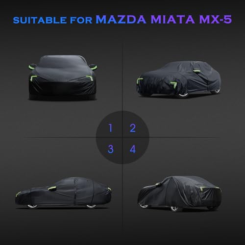 Car Cover Custom Fit for Mazda Miata MX (Fit for Mazda Miata MX-5 Black)