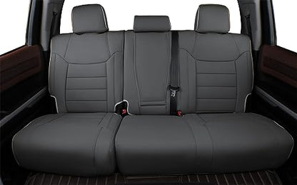 Custom Fit Tacoma Rear Car Seat Covers for Toyota Tacoma 2016 2017 2018 2019 2020 2021 2022 2023 Double Cab (Leather (Black with Red Trim) / 2016-2023 Tacoma,4DR-Only 2nd Row)