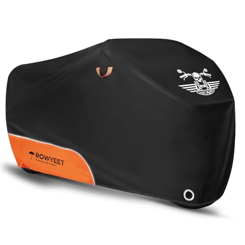 Motorcycle Cover Waterproof Outdoor Storage All Season Protection (210D Orange / 116")