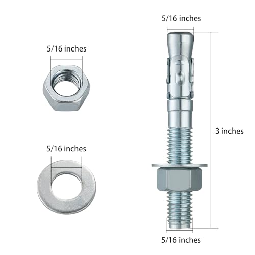 5 16x3" 10Pcs Inch Standard Fasteners for Heavy (5/16x3")
