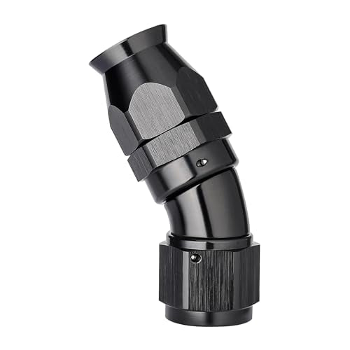 6AN 30 Degree PTFE One Piece Full Flow End Hose Fitting Aluminum Black (6AN / 30 Degree)