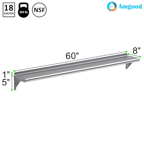 8 in. x 60 in. Stainless Steel Wall Mount Shelf (8 in. x 60 in.)
