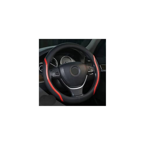 Steering Wheel Cover Black and Red Leather Universal 14.5 (Medium / Red)