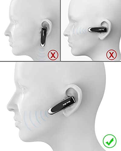 2 Pack] Bluetooth Earpiece Wireless Handsfree Headset V5.0 24 Hrs Driving (Black)