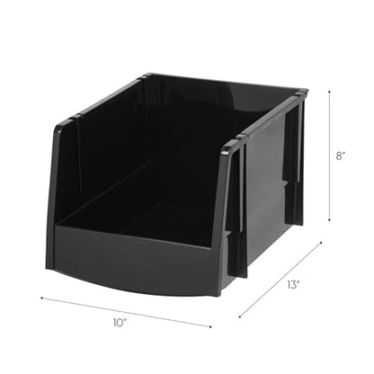 6-Pack, Extra Large Stackable Storage Bins, Black (X Large - 6 Pack / Black)
