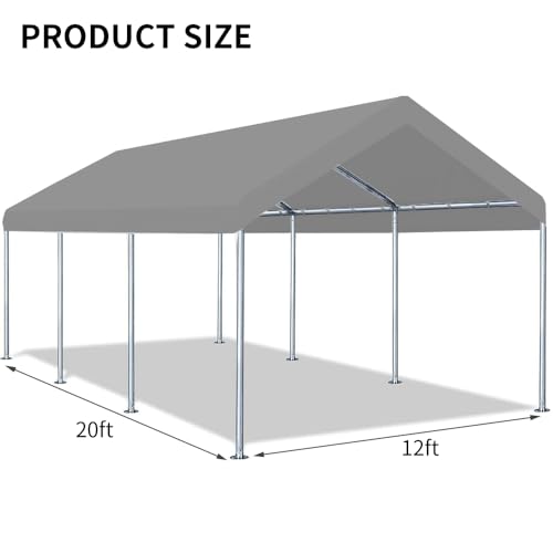 12'x20' Carport Canopy Replacement Cover Gray (['Grey'] / 12'x20')