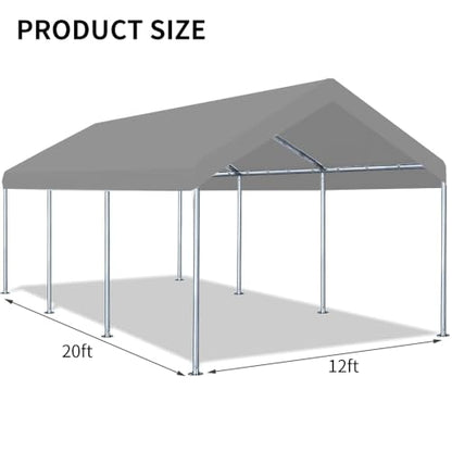 12'x20' Carport Canopy Replacement Cover Gray (['Grey'] / 12'x20')