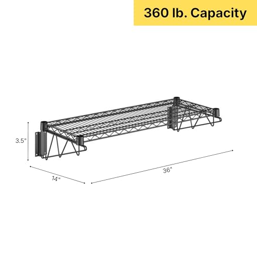 14" x 36" Black Epoxy Wire Wall Mount Shelf (Black / 14" x 36")