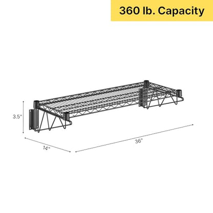 14" x 36" Black Epoxy Wire Wall Mount Shelf (Black / 14" x 36")