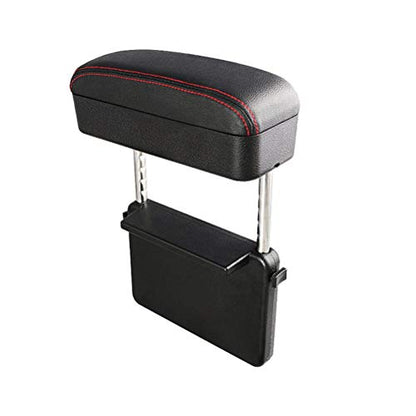 Car Armrest Box Adjustable Pad Refit Car Central Lift Armres Storage Organizer Box Arm Rest (Black red line)