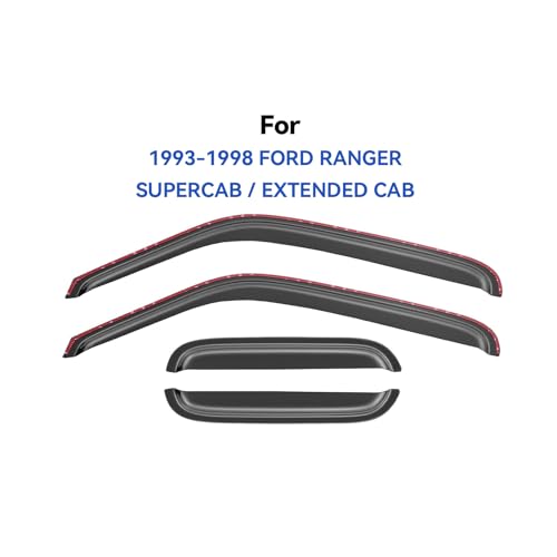 in Channel Window Visors Rain Guards for 1993 (1993-1998 Ford Ranger SuperCab / Extended Cab)