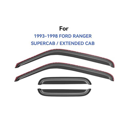 in Channel Window Visors Rain Guards for 1993 (1993-1998 Ford Ranger SuperCab / Extended Cab)