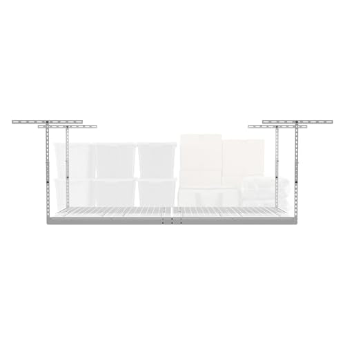 MonsterRax 4x8 Overhead Garage Storage Rack (White / 12"-21")