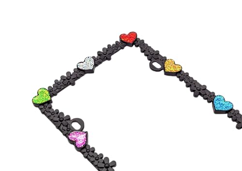 3D Shining Daisy Heart License Plate Frame from Pure Zinc Alloy Metal Perfect Plate Holder (Matt Black with Colorful Glitter, Luminously Heart)