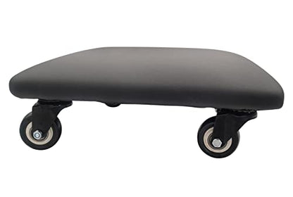 Roller Seat 360 Degree Rotating Low Stool with Wheel Chair PU Leather Universal Swivel Wheels Stool for Home Office Fitness and Garage (Square Black)
