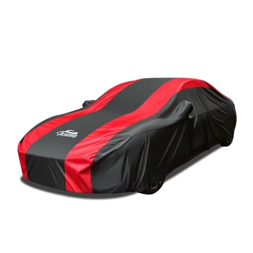 Car Cover Waterproof All Weather Protection Red Stripe Design (Universal Fit - 1-C3 Sedan Length 186-193 inch)
