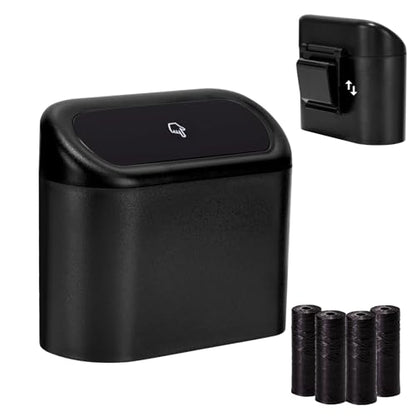 Mini Car Trash Can with Lid (Black)