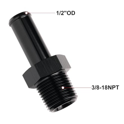 3 8 NPT Male to 1 (3/8 NPT to 1/2 Barb / Black - Straight)