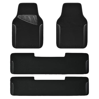 Waterproof Universal Faux Leather 3Row Car Floor Mats (Black and Black)