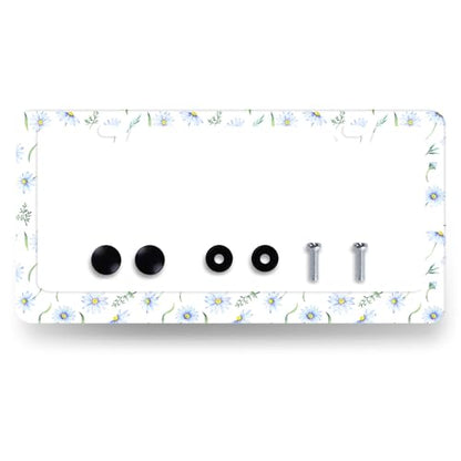 Stainless Steel Cute Blue Daisy Flowers License Plate Frame 12.2 x 6.2 Inch (Cute Blue Daisies Flower)