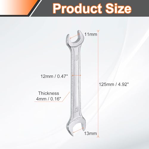 5pcs Double Open End Wrench 11mm x 13mm Metric 15 Degree Offset Angle Small Flat Head Wrench Galvanizing Open Ended Spanner for Automotive Repair Furniture Assembly (11mm x 13mm)
