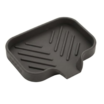 Silicone Soap Dish with Drain Spout (Coffee / S(4.9"×3.2"))