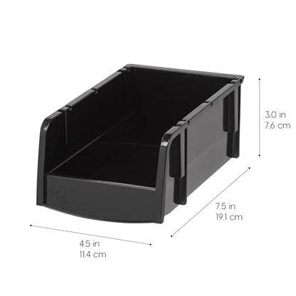 8-Pack, Small Stackable Storage Bins, Black (Small - 8 Pack / Black)