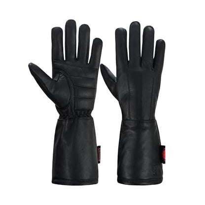 Hugger Women’s Classic Motorcycle Glove Seasonal Wind Stopper Lined Gauntlet (Black / X-Small)