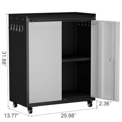 Garage Storage Cabinet with Wheels (Grey / 32"H)