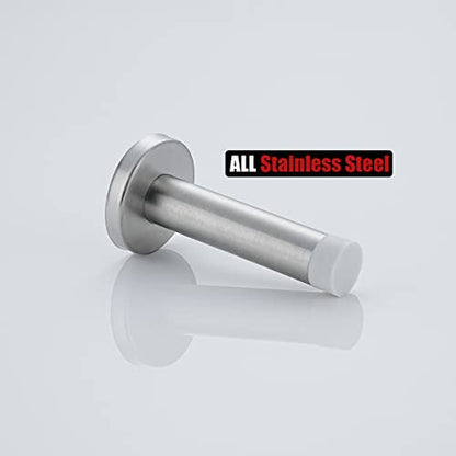 Door Stopper 304 Stainless Steel Thicken 1mm Sound Dampening Door Stop Bumper Wall Protetor 1 Pack (1 Pack / Brushed & White Tip)