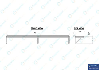 10 in. x 72 in. Stainless Steel Wall Mount Shelf (10 in. x 72 in.)