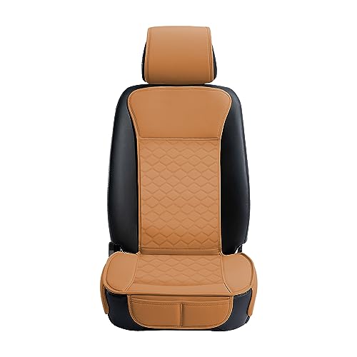 Leather Car Seat Covers Front 2PC Waterproof Universal Cognac (Cognac)