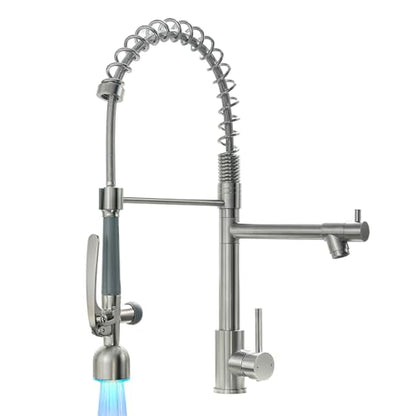 Commercial Pull Down Sprayer Brushed Nickel Kitchen Faucet (Brushed Nickel)