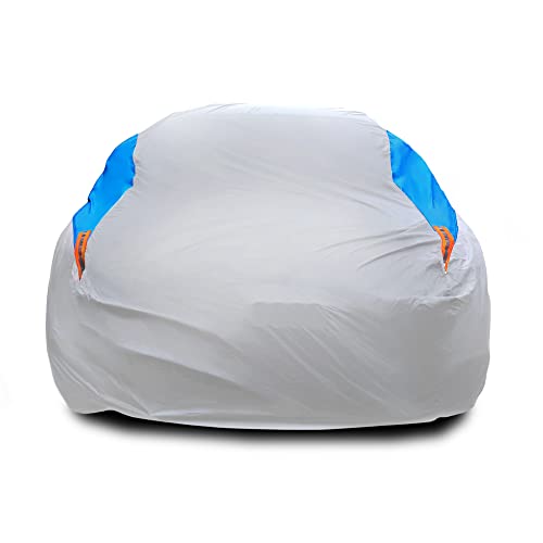 Waterproof Car Cover All Weather Snowproof UV Protection Windproof Outdoor Full car Cover (Fit Hatchback Length(Up to 173 inch） / Silvery)