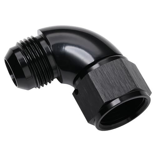 90 Degree 12AN Male to 12AN Female Swivel Full Flow Fitting Adapter Coupler Aluminum Black (12AN / Black - 90 Degree)