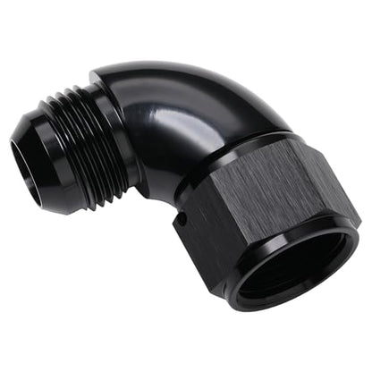 90 Degree 12AN Male to 12AN Female Swivel Full Flow Fitting Adapter Coupler Aluminum Black (12AN / Black - 90 Degree)