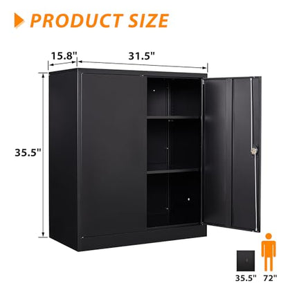 Metal Storage Cabinet (35.5"H / Black)