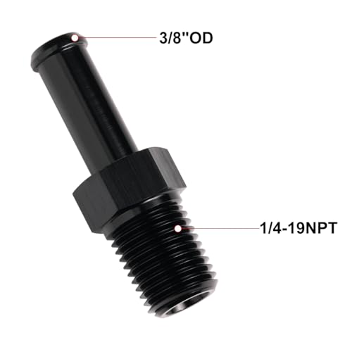 1 4 NPT Male to 3 (1/4 NPT to 3/8 Barb / Black - Straight)