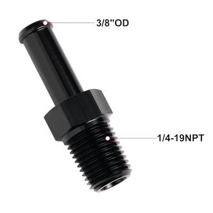1 4 NPT Male to 3 (1/4 NPT to 3/8 Barb / Black - Straight)