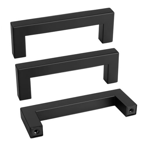 35 Pack 3-1/2 Inch Black Cabinet Handles Kitchen Drawer Pulls (Matte Black / 3-1/2 inch hole centers)