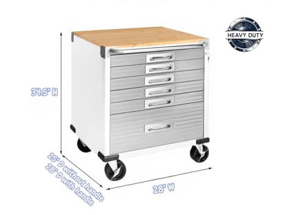 Heavy Duty Rolling Storage Cabinet with Wheels and Drawers (6 Drawer (28" W x 25" D x 34.5" H) / White)