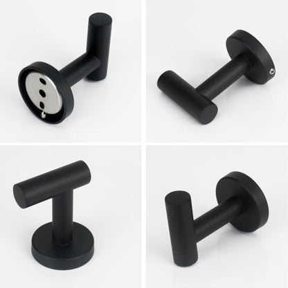 Bath Towel Hooks (Matte Black / 8 Pack)