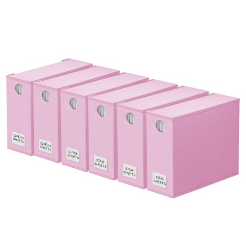 6 Pack Bed Sheet Organizers and Storage (6 Pack / Pink)