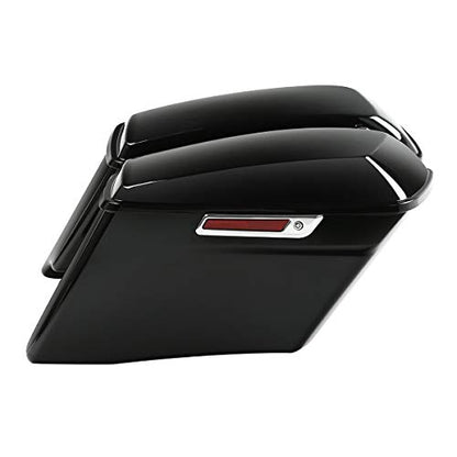 Motorcycle 4" Stretched Saddlebags Fit For Harley Touring 2014 (4" Stretched-Vivid Black W/ Chrome Latches)