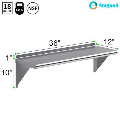 12 in. x 36 in. Stainless Steel Wall Mount Shelf (12 in. x 36 in.)